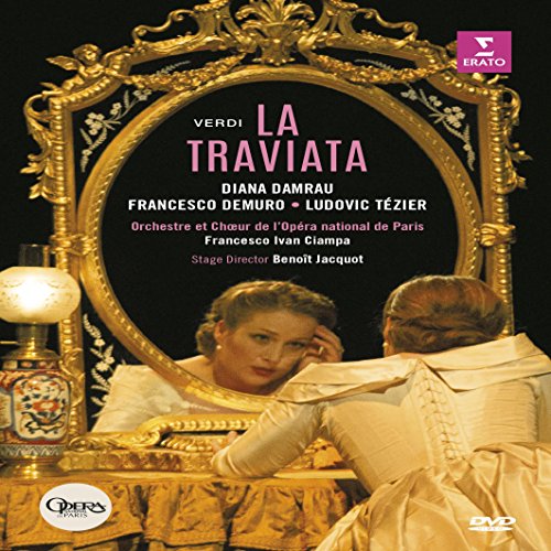 DVD cover for Verdi’s *La Traviata* featuring Diana Damrau in costume.