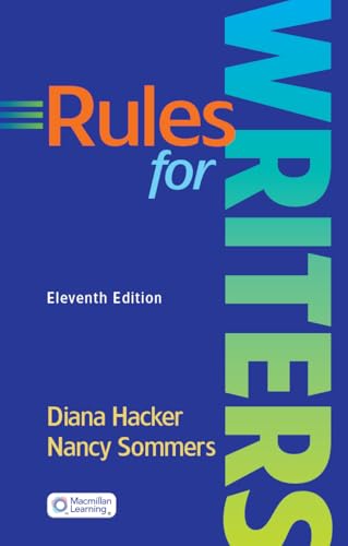 Blue book cover titled Rules for Writers, Eleventh Edition, by Diana Hacker and Nancy Sommers.