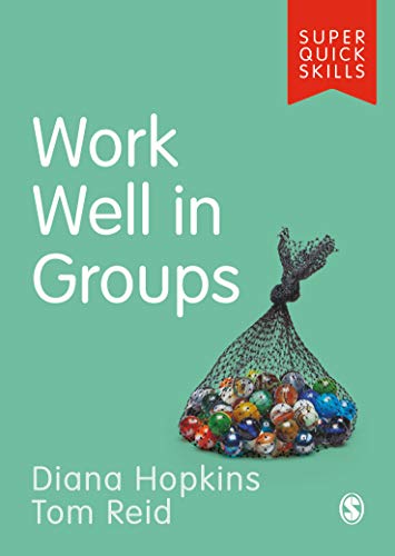 Book cover titled Work Well in Groups featuring a mesh bag of colorful marbles.