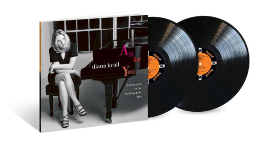Diana Krall “All For You” vinyl record with artist portrait and piano.