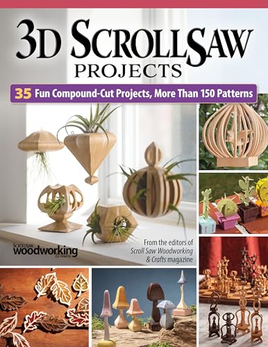 Book cover displaying various intricate wooden scroll saw projects and patterns.