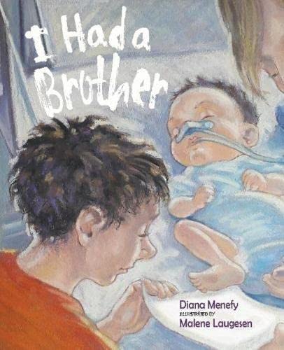 Book cover: a child looking at a baby in a hospital bed.