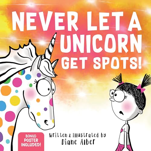 Book cover featuring a spotted unicorn and a girl with glasses.