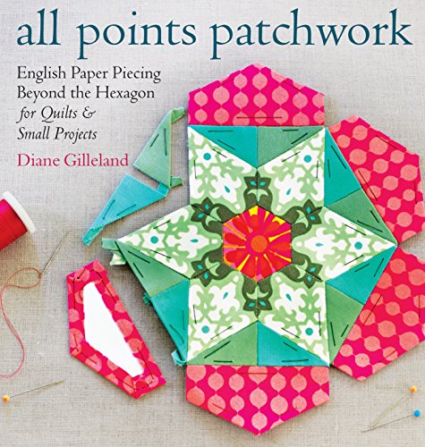 Book cover featuring colorful, geometrically patterned English paper piecing.