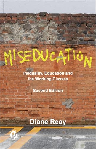 Book cover showing the title Miseducation in yellow text against a weathered brick wall.