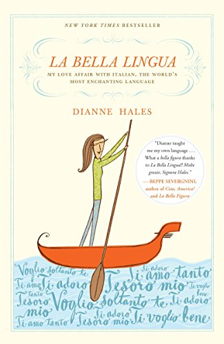 Book cover: woman in a boat, with Italian text and title "La Bella Lingua".