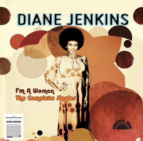 Diane Jenkins album cover: portrait of a woman with afro, abstract shapes.