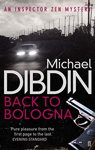 Book cover: "Back to Bologna" by Michael Dibdin, with guns and a car.