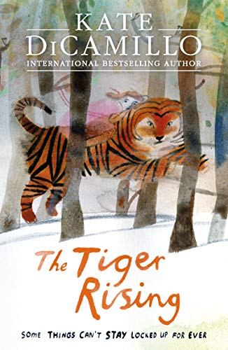 Book cover: watercolor painting of a tiger and a boy in trees.
