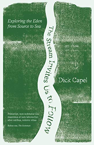 Book cover with green textured background and white stream illustration.