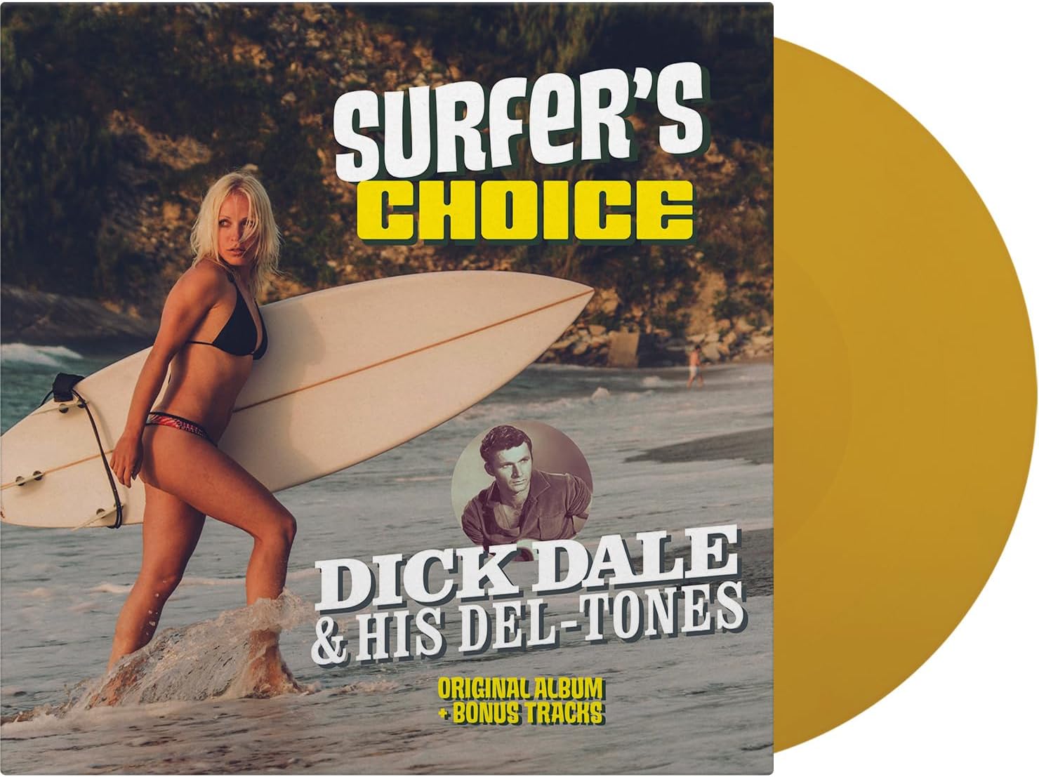 Vinyl record cover featuring a surfer and Dick Dale’s name.