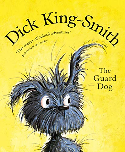 Yellow book cover featuring a fluffy, dark blue terrier looking up.