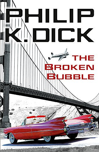 Book cover: red car, Golden Gate Bridge, and airplane in grayscale.