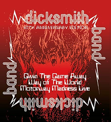 Red album cover for Dick Smith Band’s “Givin’ The Game Away” with a fiery design.