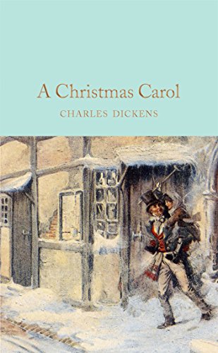 Cover of “A Christmas Carol” depicting a snowy street scene and man.