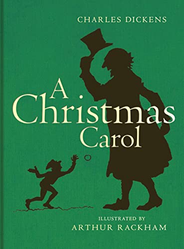 Green book cover for "A Christmas Carol" with silhouette illustrations.
