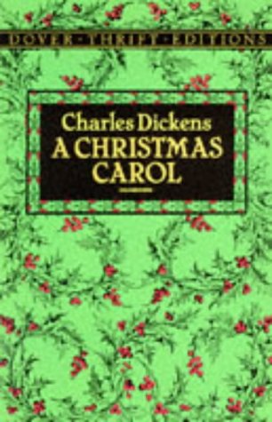 Cover of “A Christmas Carol” by Charles Dickens, green with red holly.