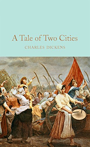 Book cover: “A Tale of Two Cities” with a painting of a revolt.