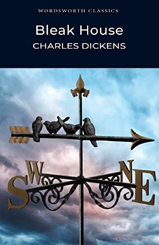 Book cover for Bleak House by Charles Dickens featuring a weather vane against clouds.