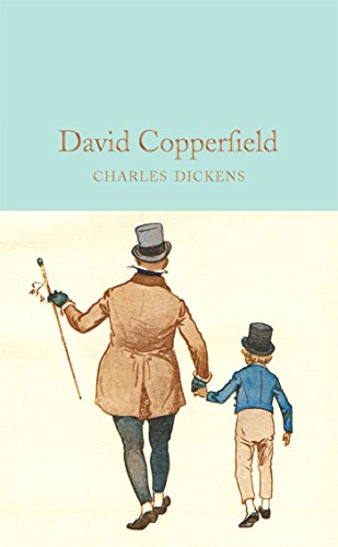 Book cover: “David Copperfield” by Charles Dickens, man and boy walking.