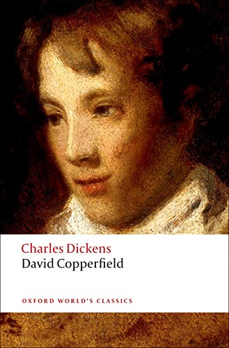 Book cover of “David Copperfield” featuring a portrait of a young man.