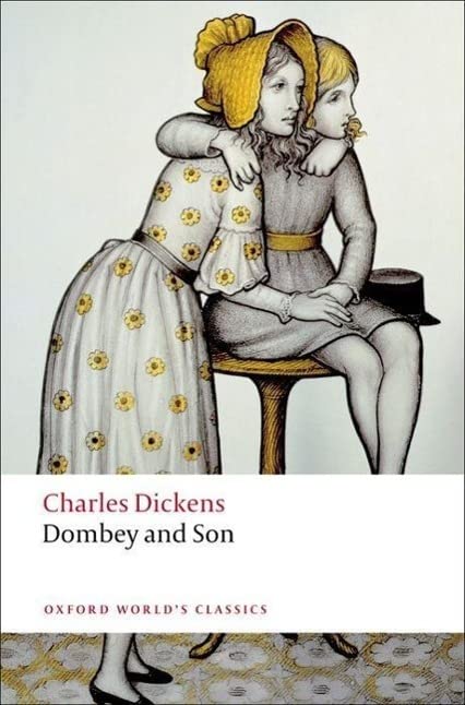 Book cover: two young girls in patterned dresses, "Dombey and Son" text.