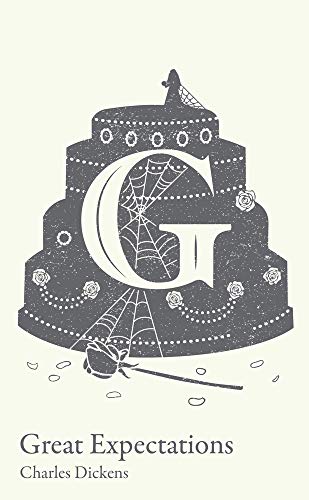 Book cover for “Great Expectations” with ornate letter “G” and spiderweb.