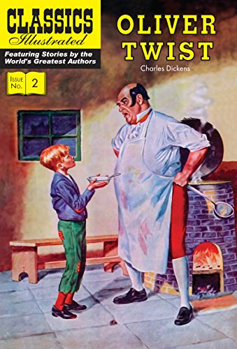 Cover of Classics Illustrated’s “Oliver Twist” showing a boy and a large man.