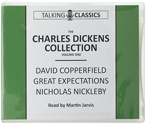 Audiobook case for The Charles Dickens Collection with green side panels and white center.