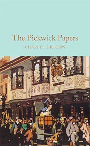 Book cover of "The Pickwick Papers" with a street scene illustration.
