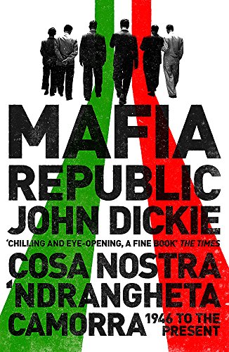 Book cover: "Mafia Republic" with silhouetted figures and Italian flag colors.