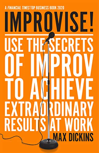 Book cover: "Improvise!" with a microphone illustration on orange background.