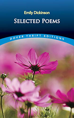 Book cover: “Selected Poems” by Emily Dickinson with a pink flower.