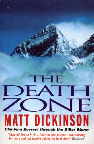 Book cover: “The Death Zone” with a snowy mountain peak backdrop.