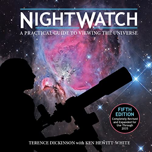 Book cover: "Nightwatch" with silhouette of person using a telescope.