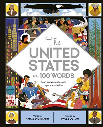 Book cover depicting diverse people, landmarks, and the American flag.