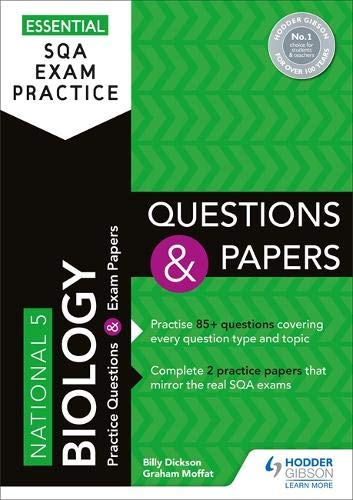 National 5 Biology exam practice book with green and black cover.