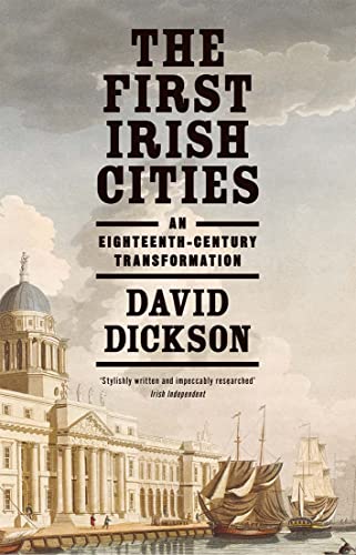 Book cover: "The First Irish Cities" with a harbor scene.
