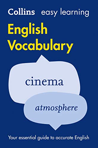 Book cover: "Collins Easy Learning English Vocabulary" with example words.