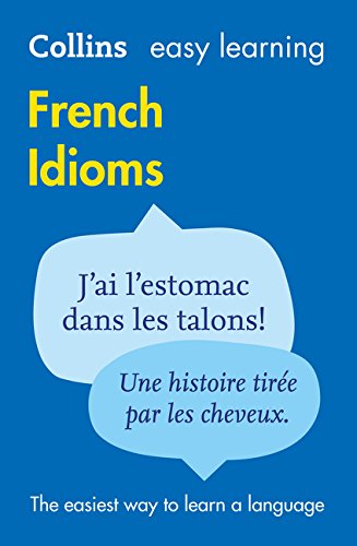 Blue cover of "Easy Learning French Idioms" book with French text.