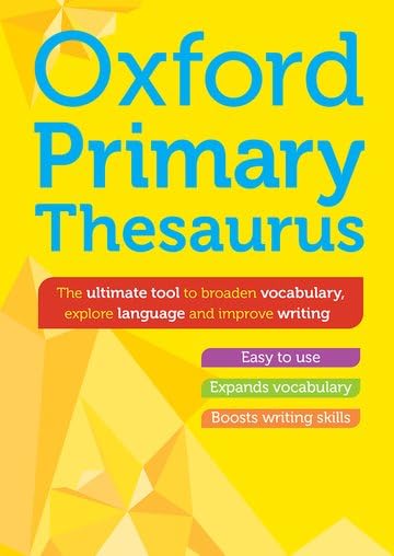 Cover of "Oxford Primary Thesaurus" with blue text on a yellow background.