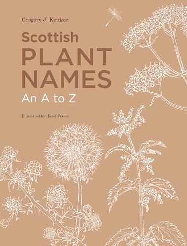 Book cover: “Scottish Plant Names” with botanical illustrations.