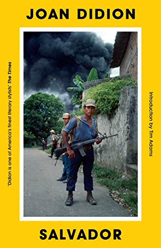 Book cover showing an armed soldier standing on a road with smoke in background.
