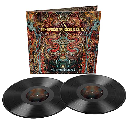 Die Apokalyptischen Reiter vinyl album cover with two black vinyl records in front.