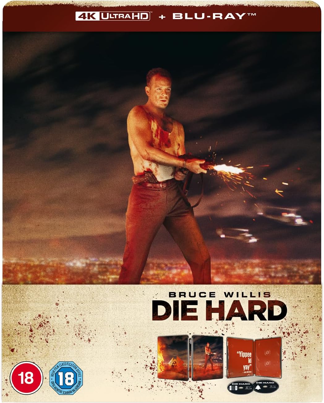 Die Hard SteelBook Blu-ray cover featuring Bruce Willis with a gun.
