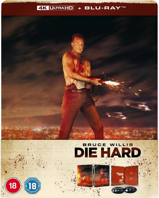 Die Hard SteelBook Blu-ray cover featuring Bruce Willis with a gun.