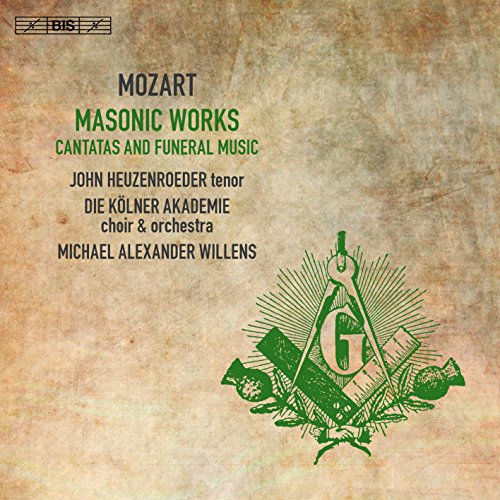 CD cover for Mozart’s Masonic Works featuring Masonic symbols.