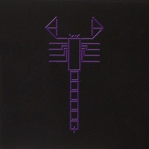 Black CD cover with a purple, abstract geometric symbol resembling a scorpion.