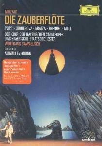 DVD cover for "Die Zauberflöte" featuring a man and a dragon on a stage.