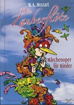 DVD cover for "Die Zauberflöte" featuring colorful illustrated bird-like figure.